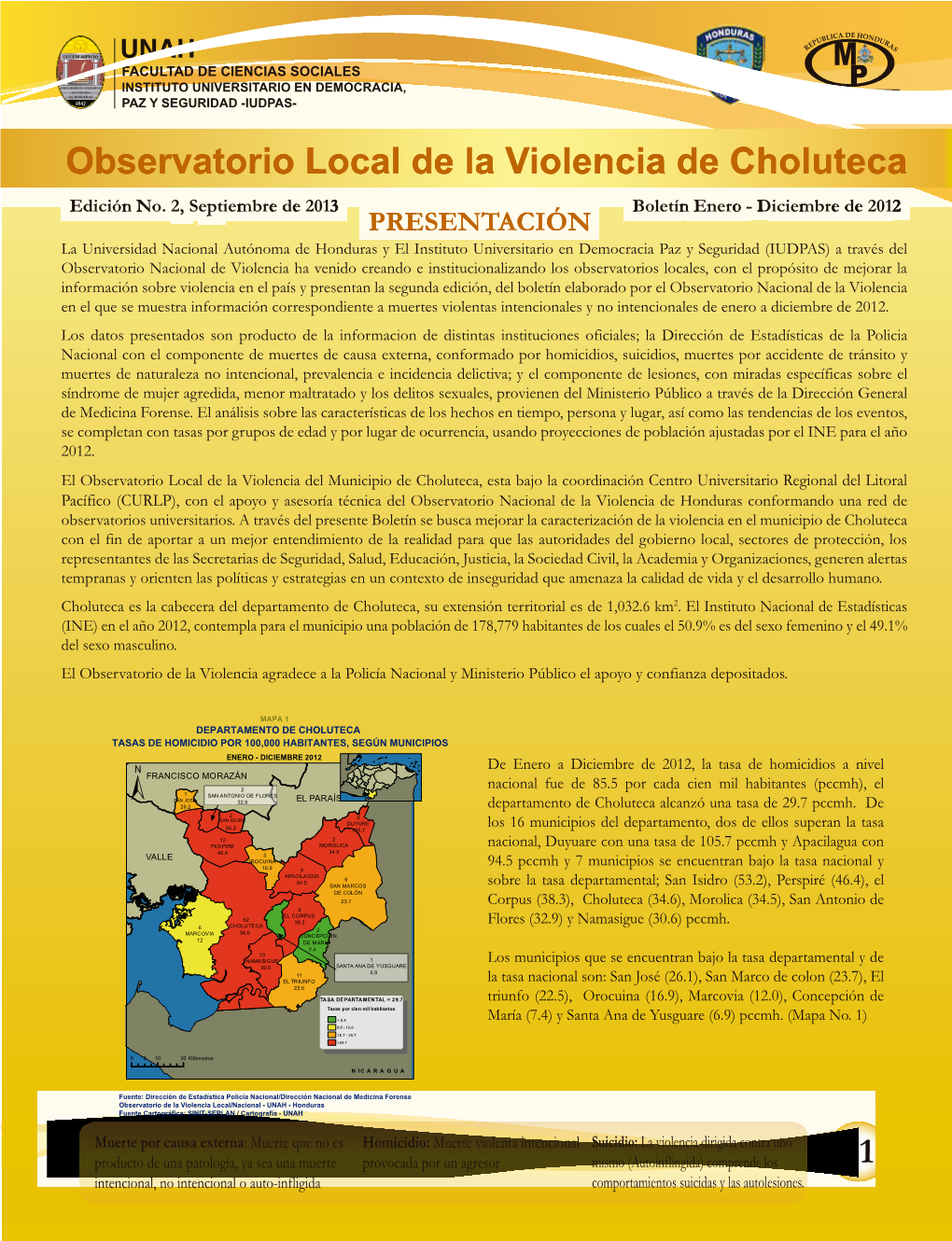 Observatorio Local De La Violencia De Choluteca Edición No