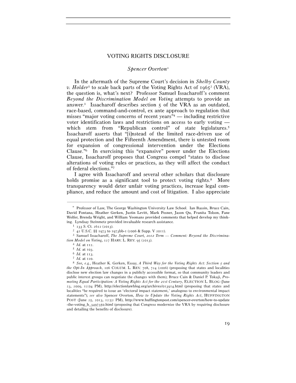 Voting Rights Disclosure