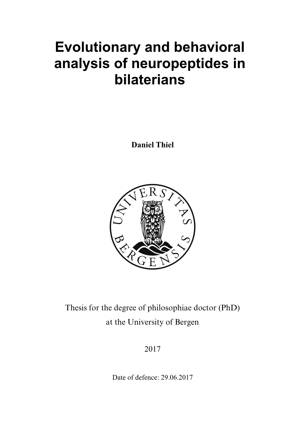 Evolutionary and Behavioral Analysis of Neuropeptides in Bilaterians