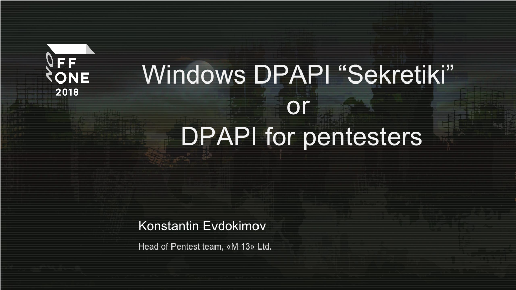 Secrets Windows DPAPI