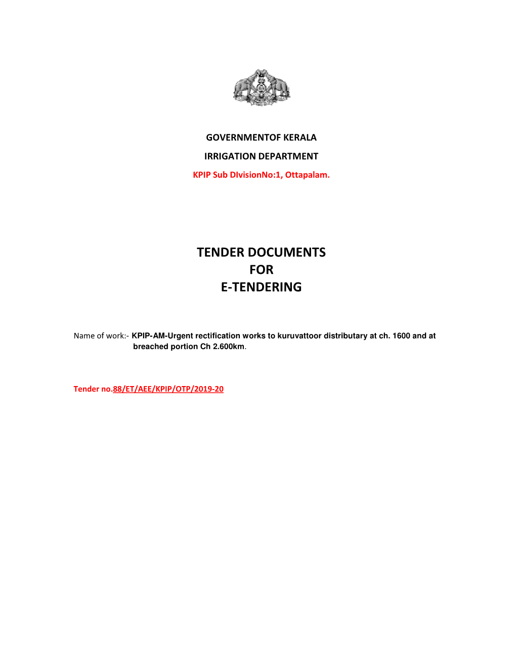 Tender Docu Tender Documents for E-Tendering
