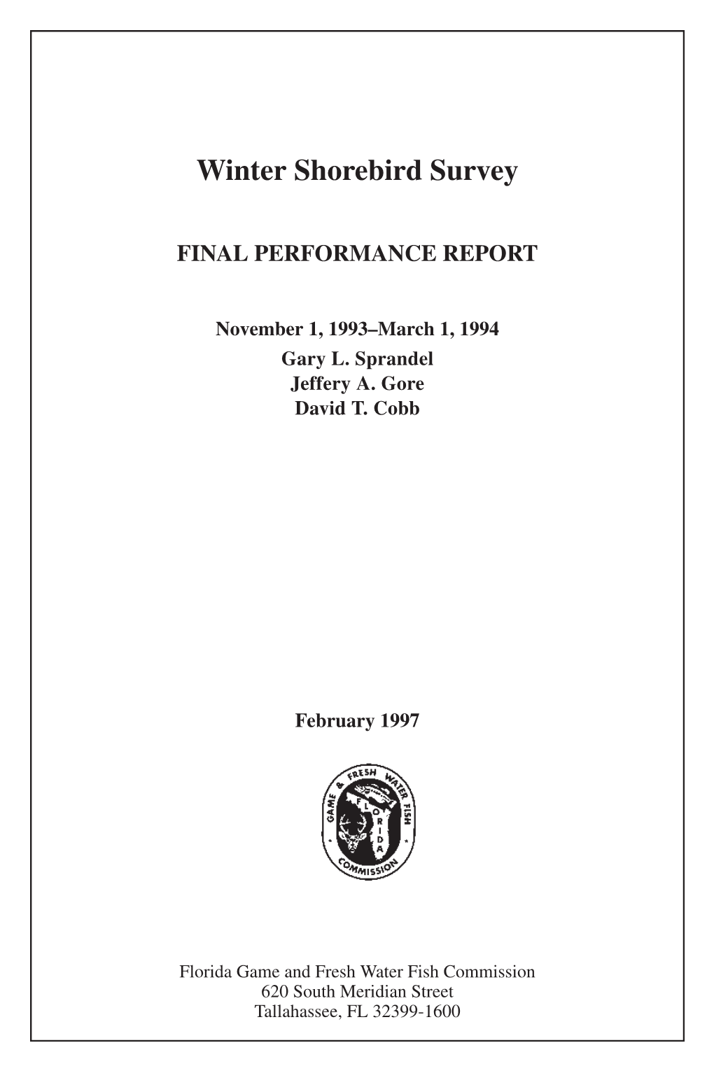 Winter Shorebird Survey, 1994