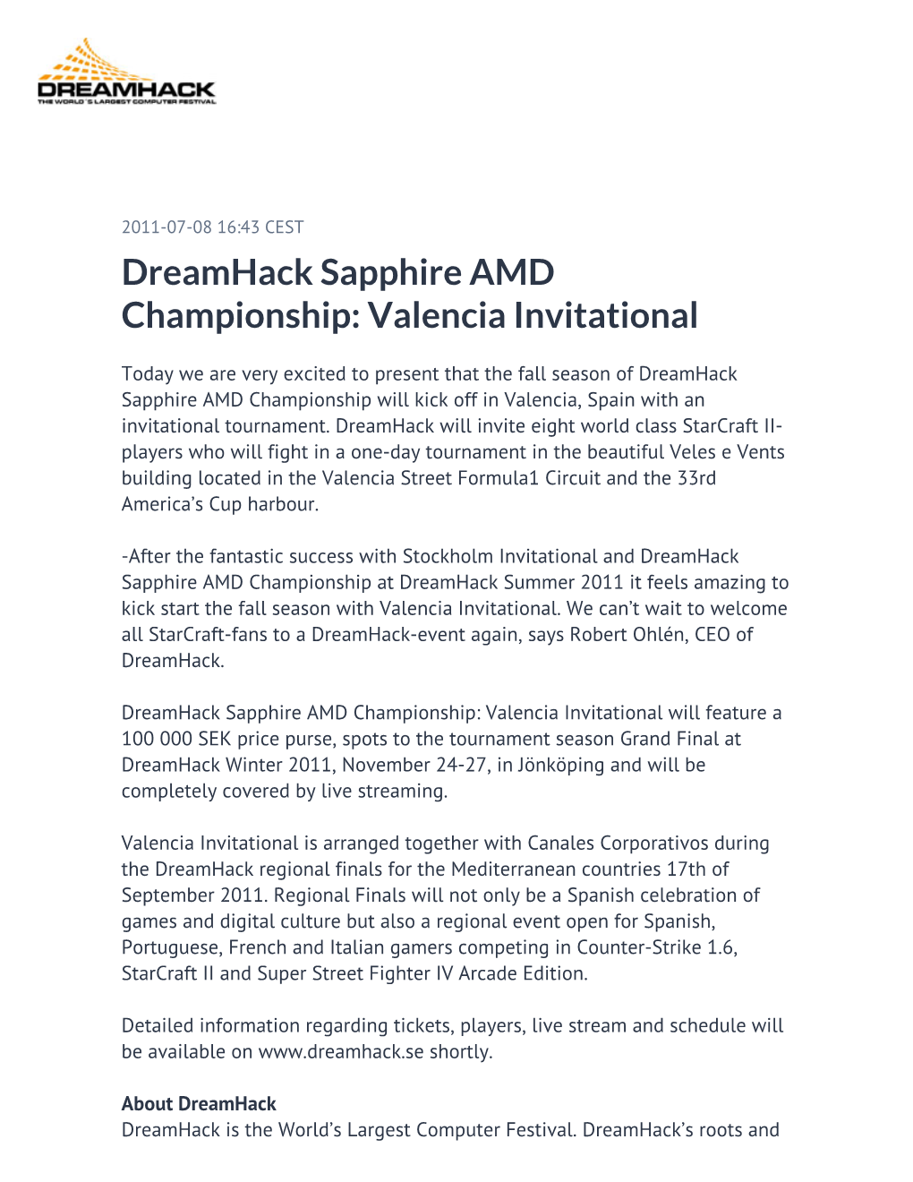 Dreamhack Sapphire AMD Championship: Valencia Invitational