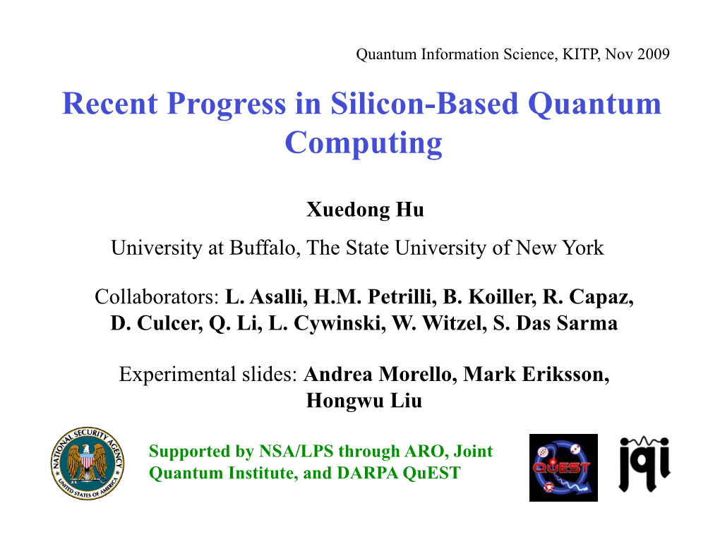 Recent Progress in Silicon-Based Quantum Computing