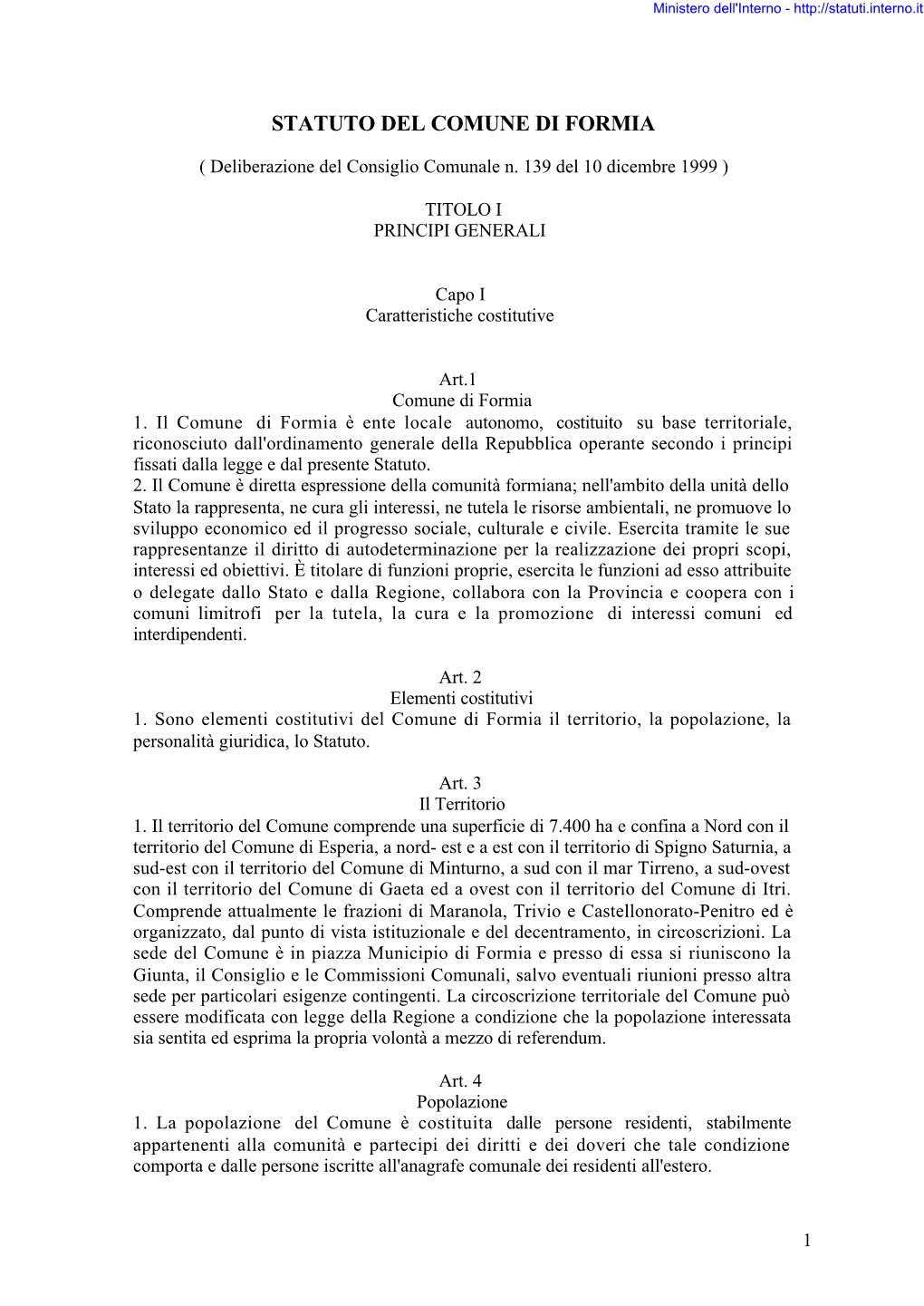 Statuto Comunale; E) Beni E Servizi Inerenti Attività Socio Assistenziali, Culturali E Ricreative in Genere