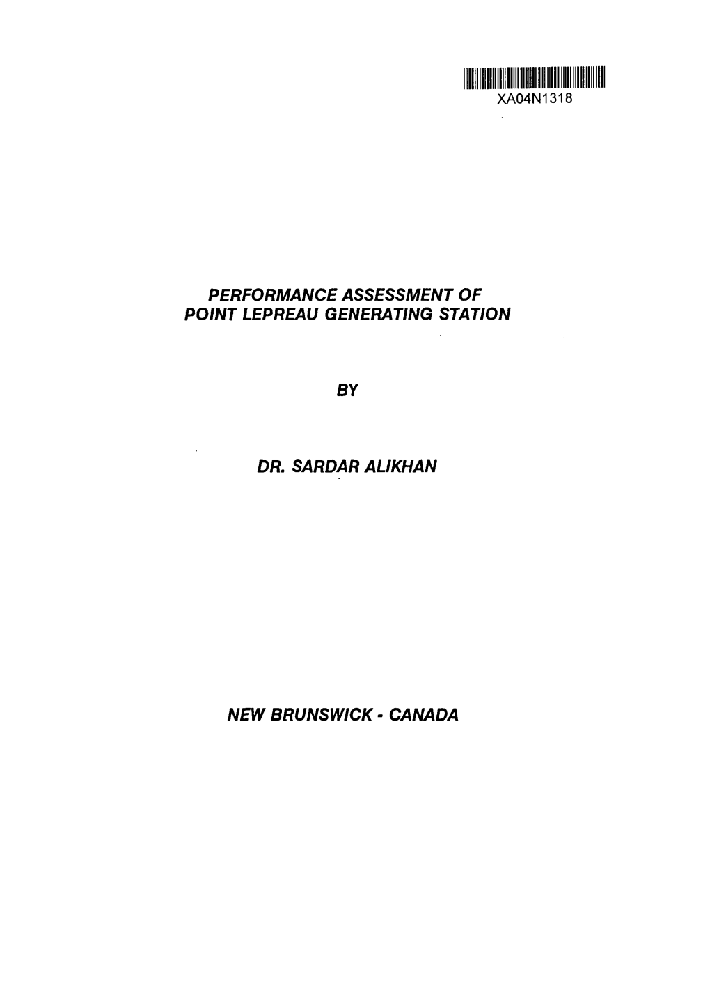 Performance Assessment of Point Lepreau Generating Station