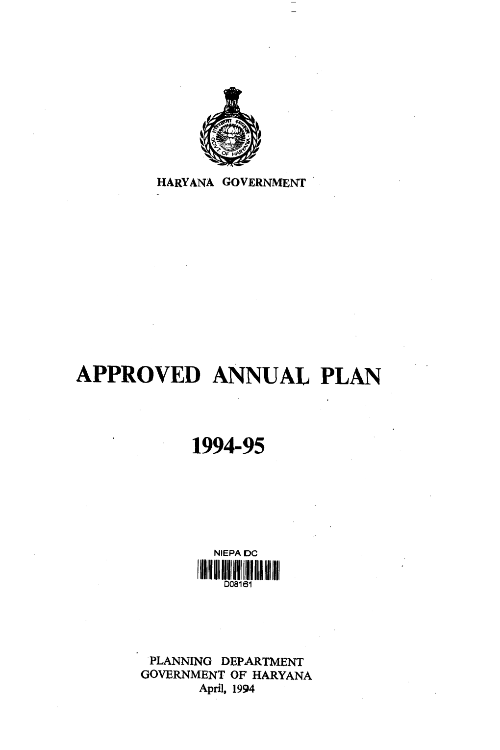 APPROVED ANNUAL PLAN 1994-95 Introduction