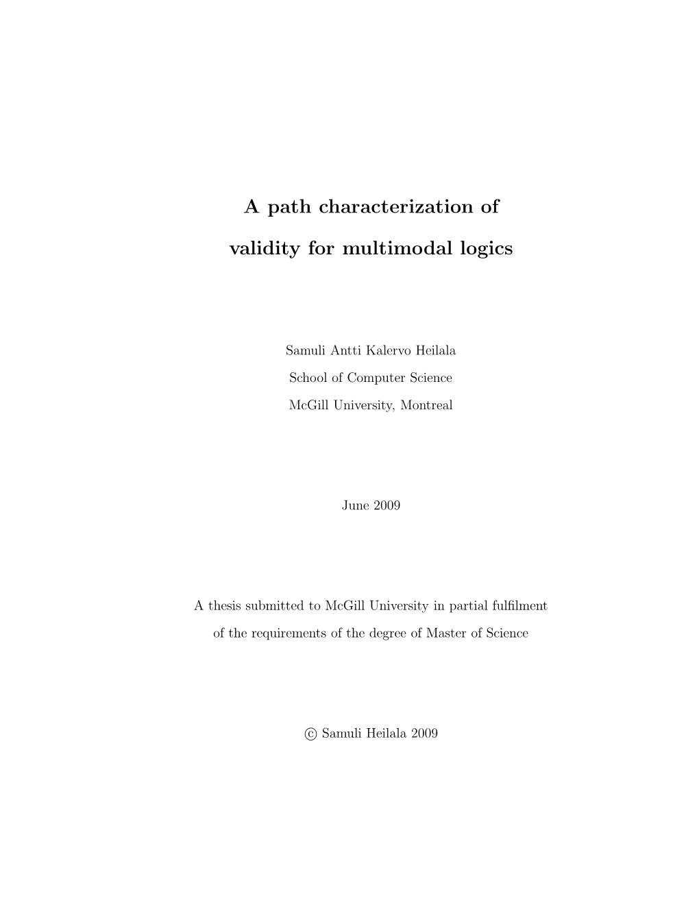 A Path Characterization of Validity for Multimodal Logics