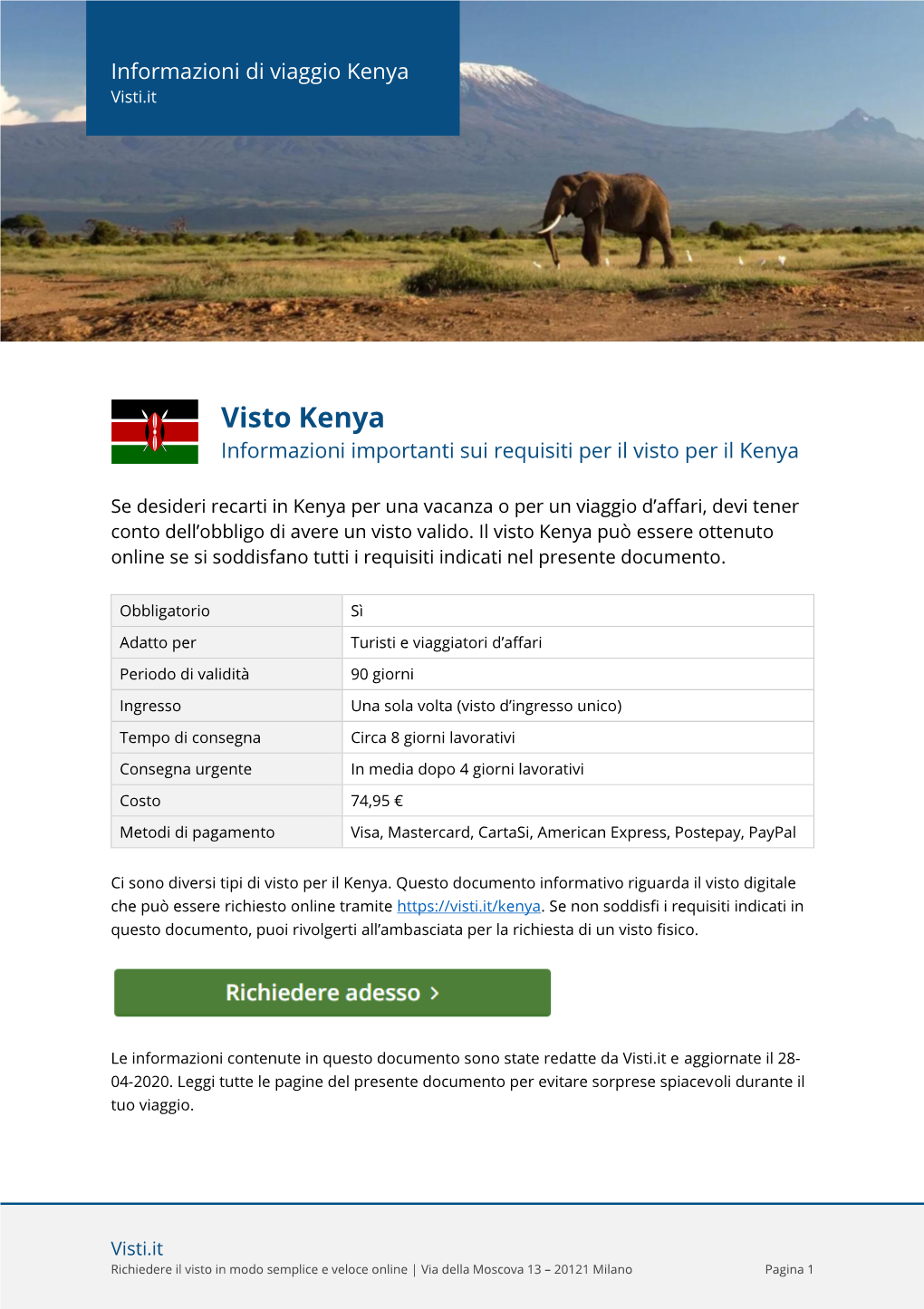 Visto Kenya Informazioni Importanti Sui Requisiti Per Il Visto Per Il Kenya