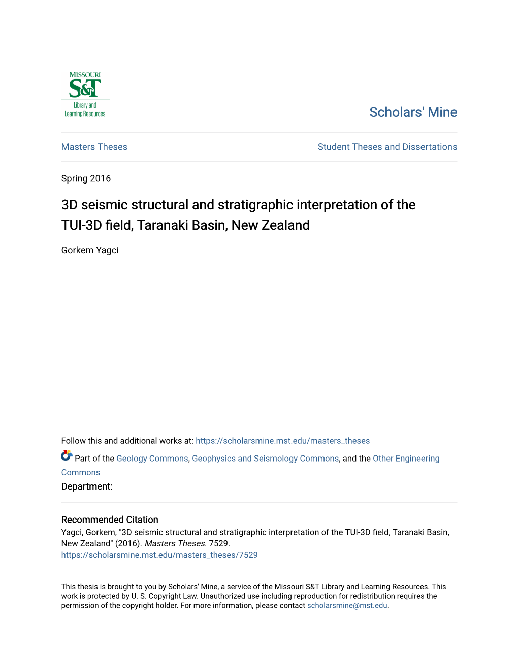 3D Seismic Structural and Stratigraphic Interpretation of the TUI-3D Field, Art Anaki Basin, New Zealand