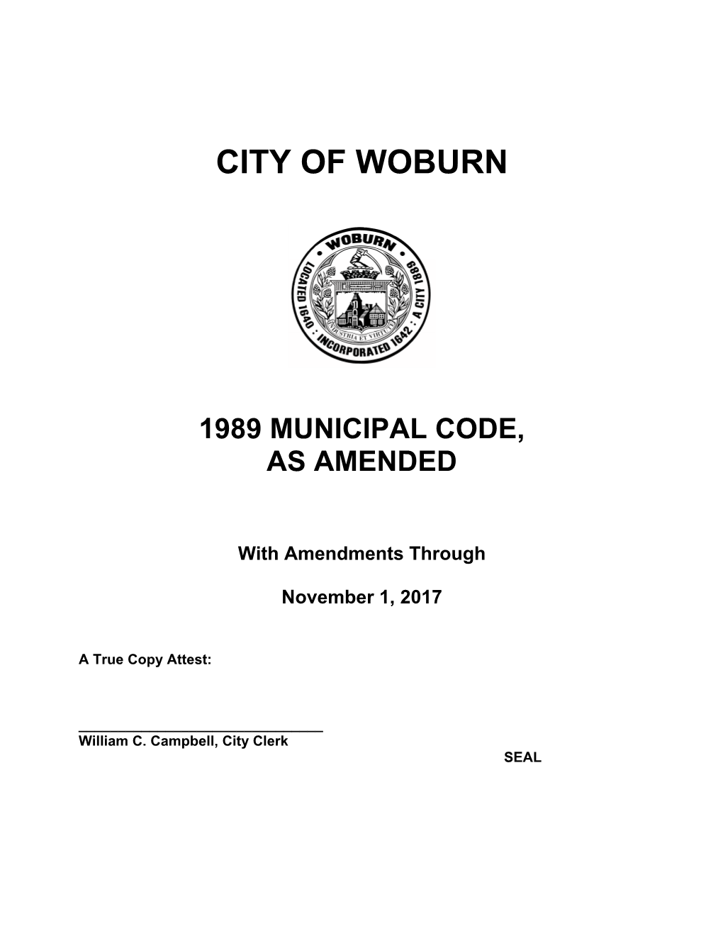 1989 Municipal Code, As Amended