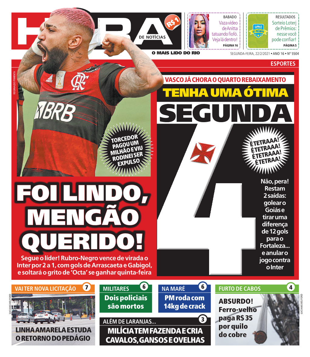 SEGUNDA-FEIRA, 22/2/2021 L ANO 16 L Nº 5504 ESPORTES