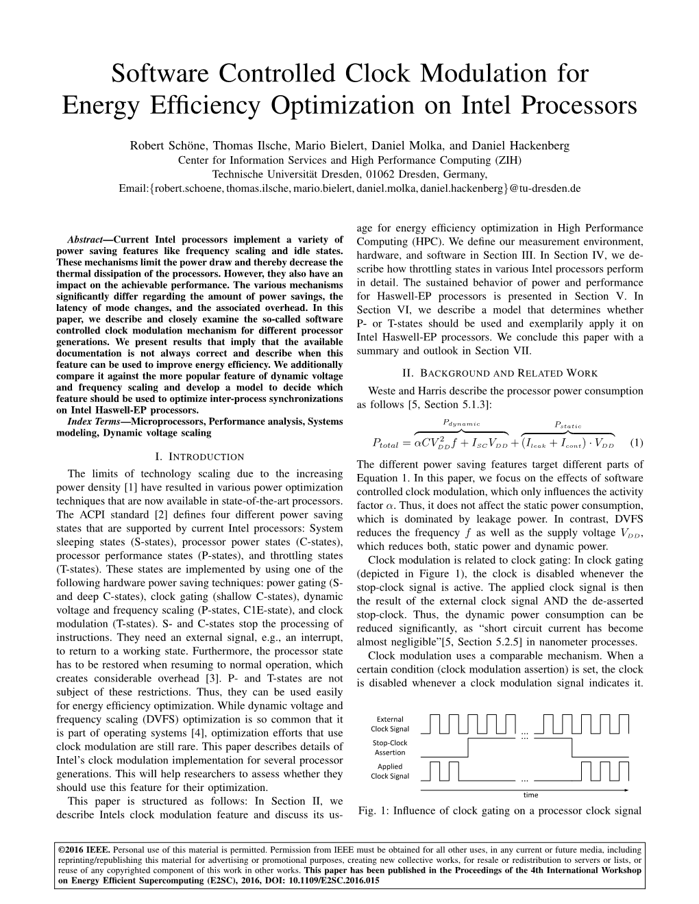 Software Controlled Clock Modulation for Energy Efficiency Optimization