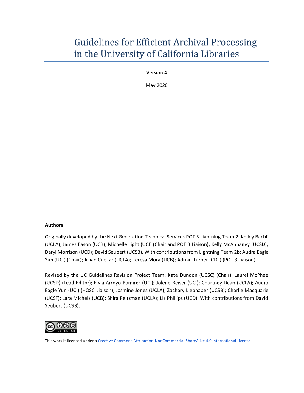 Guidelines for Efficient Archival Processing in the University of California Libraries