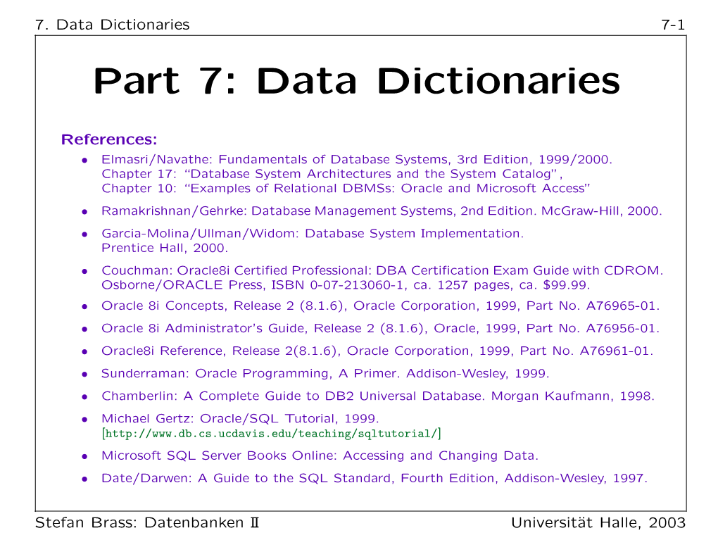 Part 7: Data Dictionaries