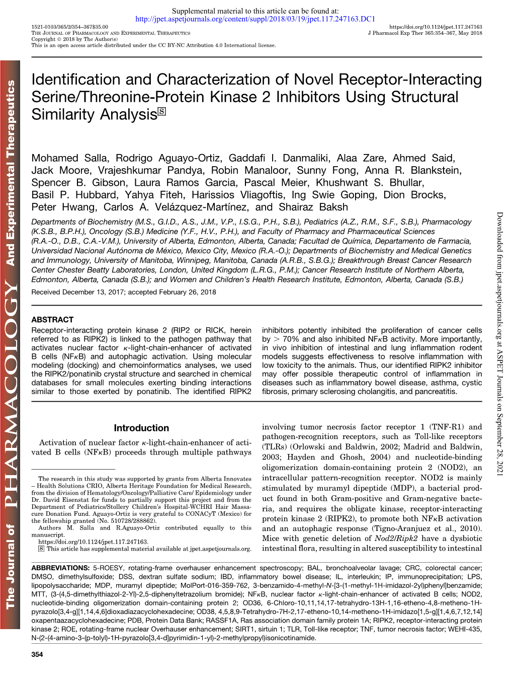 Identification and Characterization of Novel Receptor-Interacting Serine/Threonine‐Protein Kinase 2 Inhibitors Using Structural Similarity Analysis S