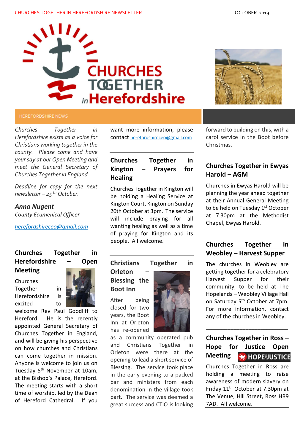 Anna Nugent Churches Together in Herefordshire – Open Meeting