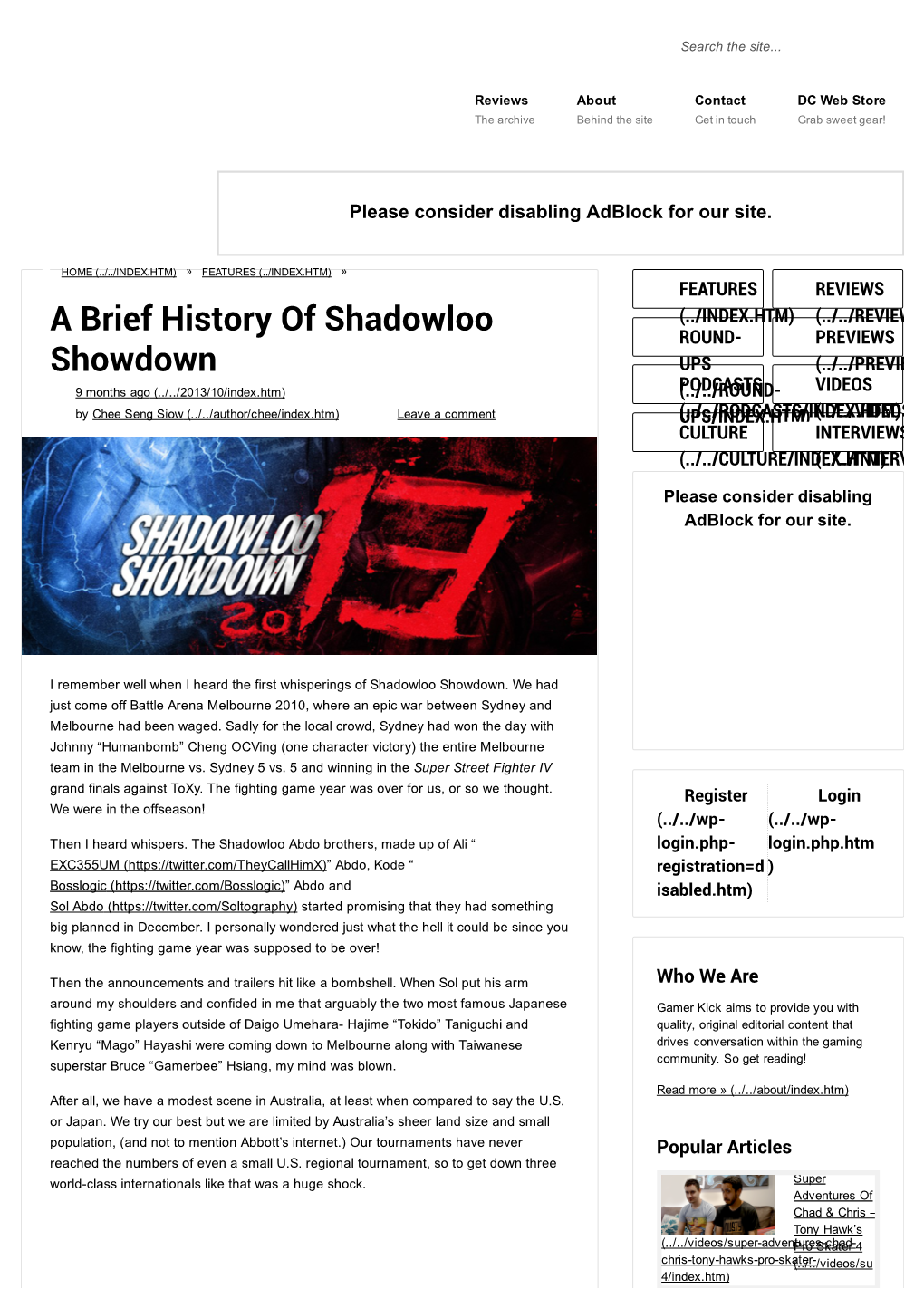 A Brief History of Shadowloo Showdown