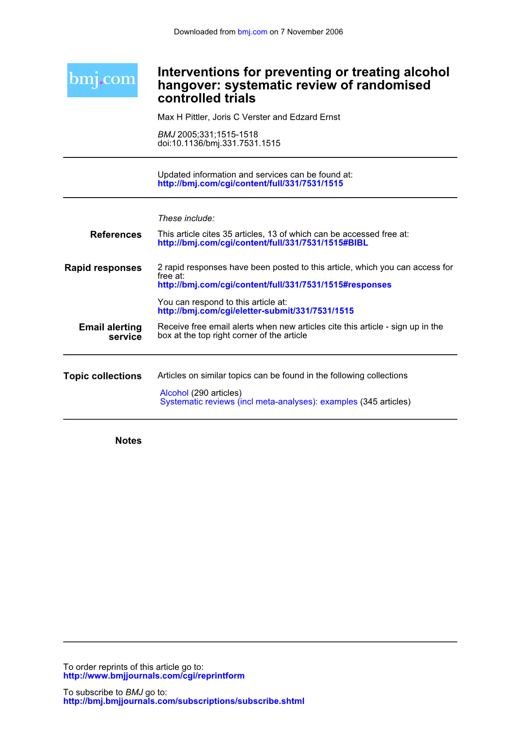 Controlled Trials Hangover: Systematic Review of Randomised Interventions