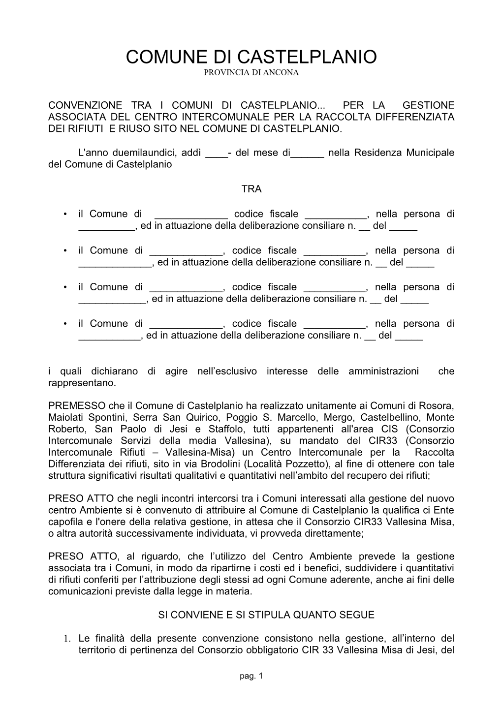 Convenzione Con Il Comune Di Montecarotto Per La