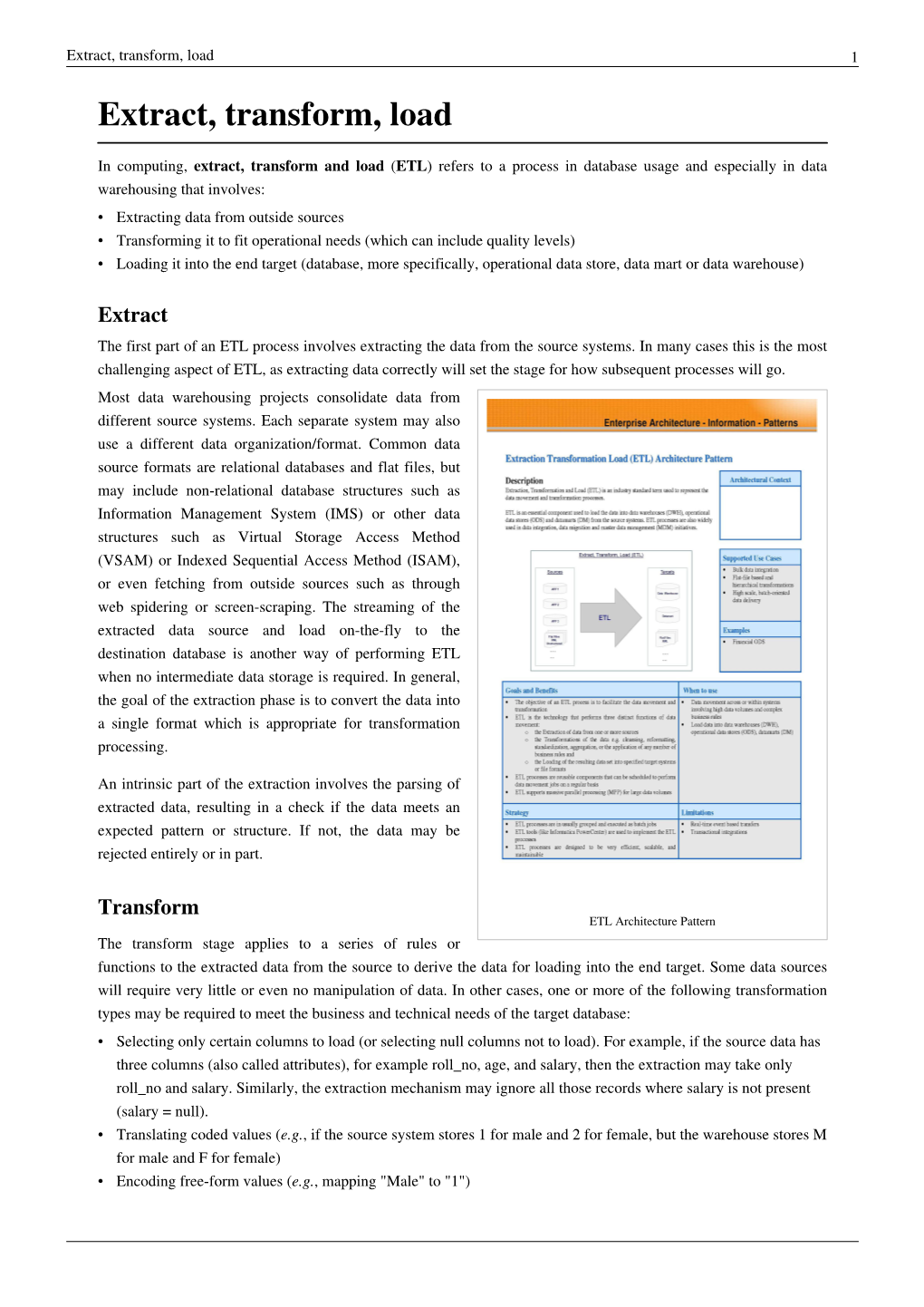 Extract, Transform, Load (ETL)