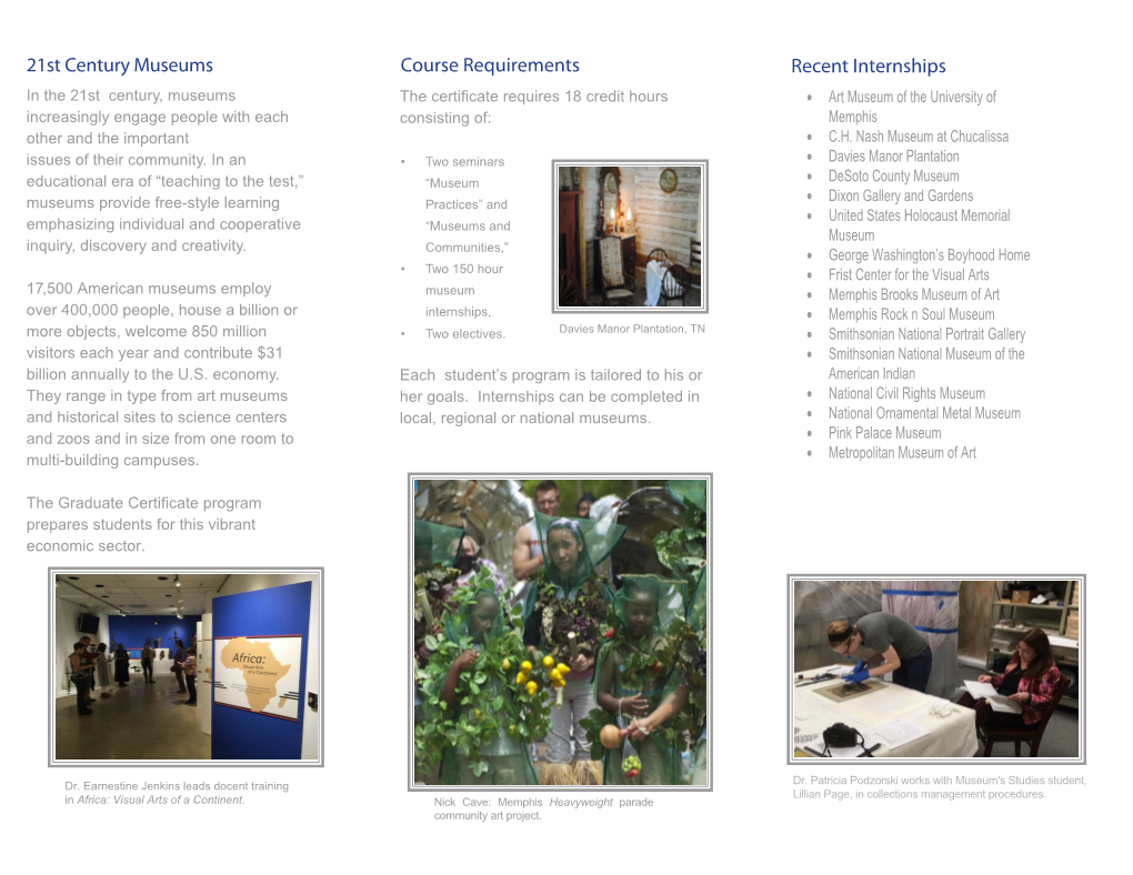 21St Century Museums Course Requirements Recent Internships