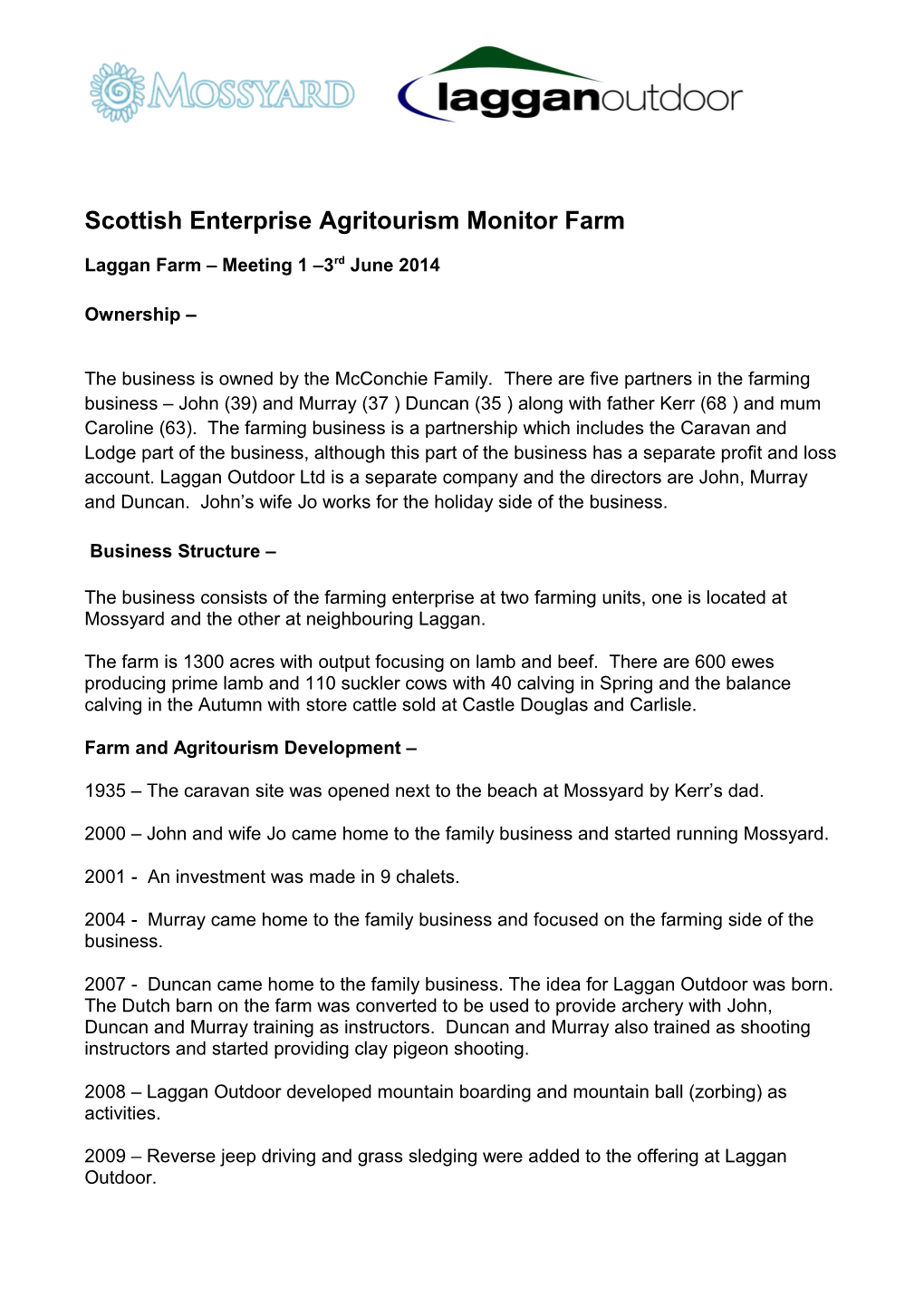 Scottish Enterprise Agritourism Monitor Farm