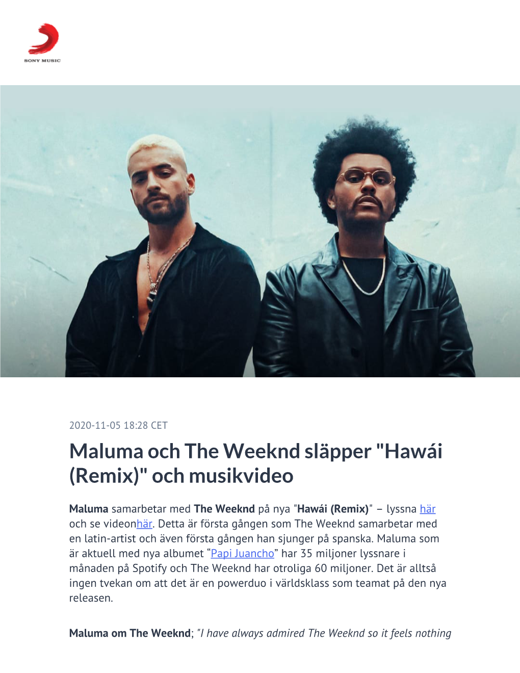 ​Maluma Och the Weeknd Släpper 