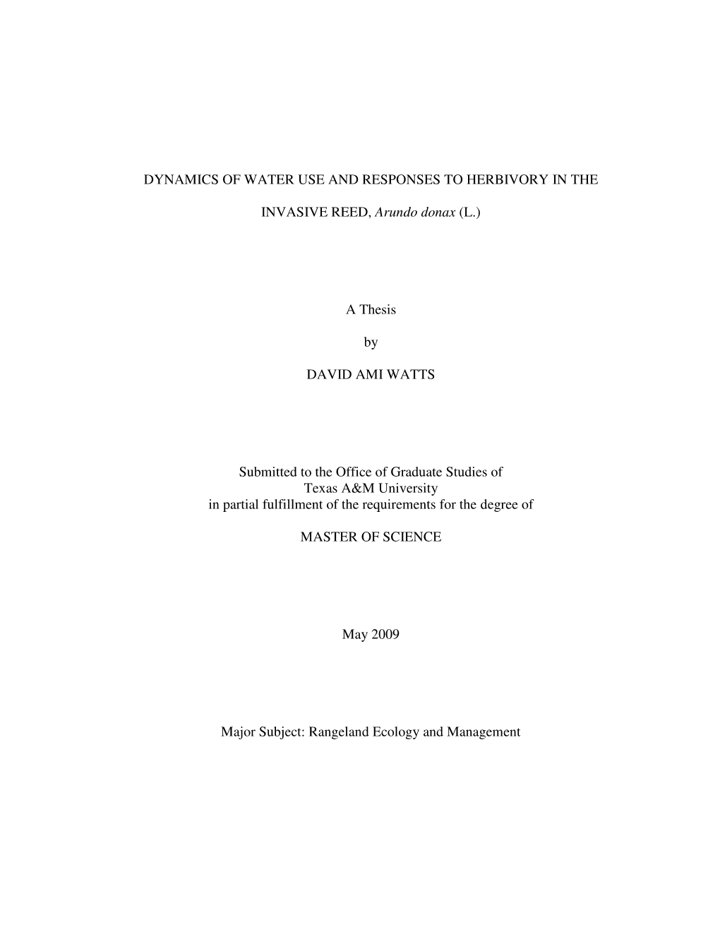 Dynamics of Water Use and Responses to Herbivory in The