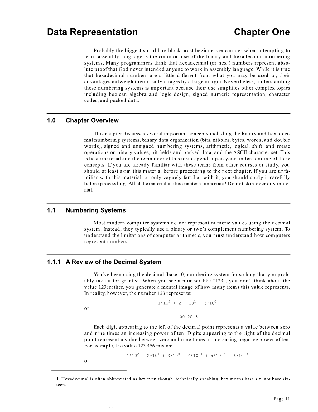 Data Representation Chapter One