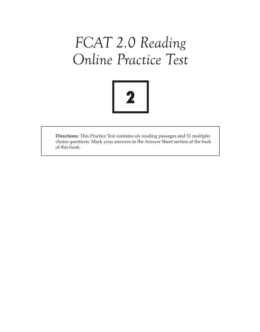 FCAT 2.0 Reading Online Practice Test 2