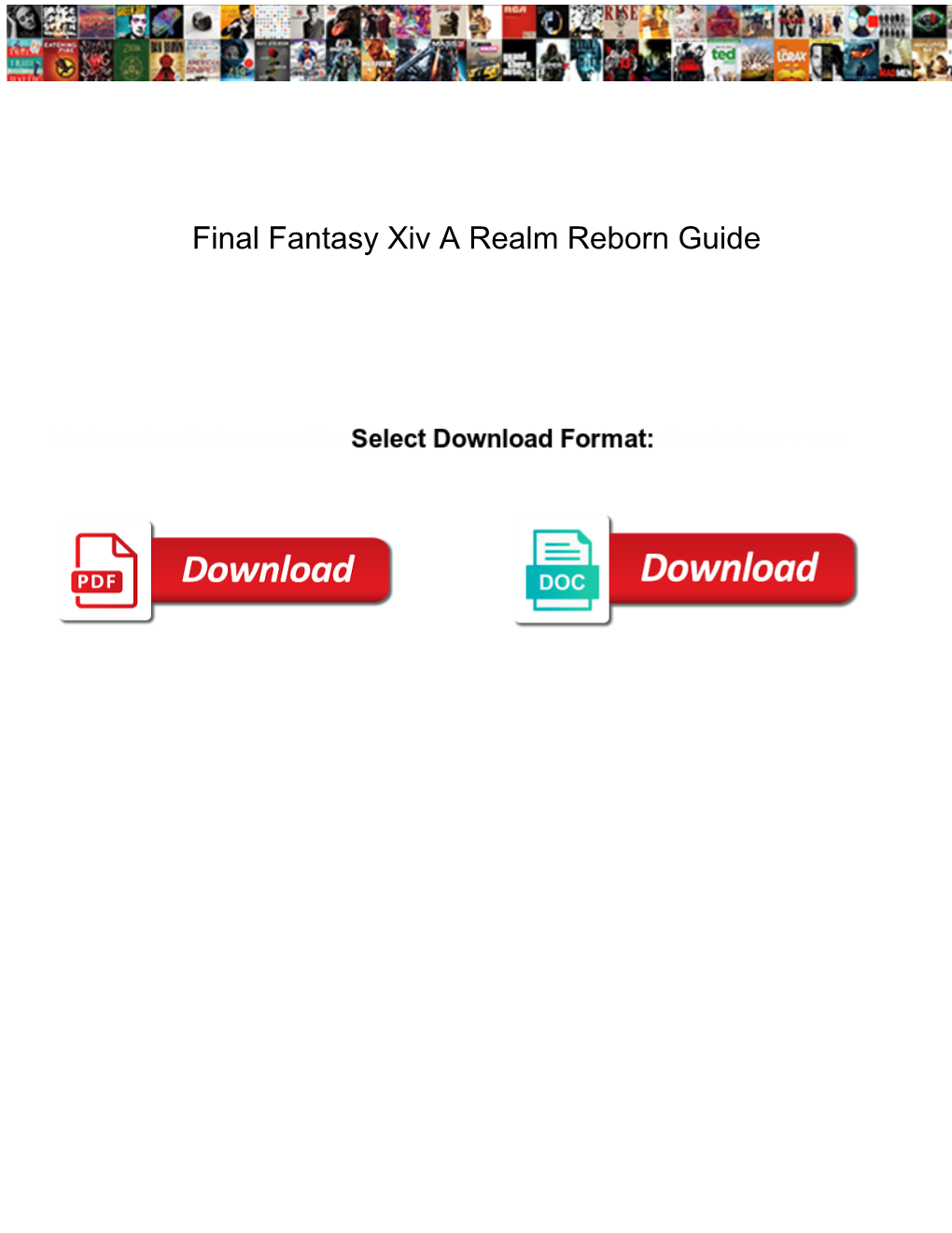 Final Fantasy Xiv a Realm Reborn Guide