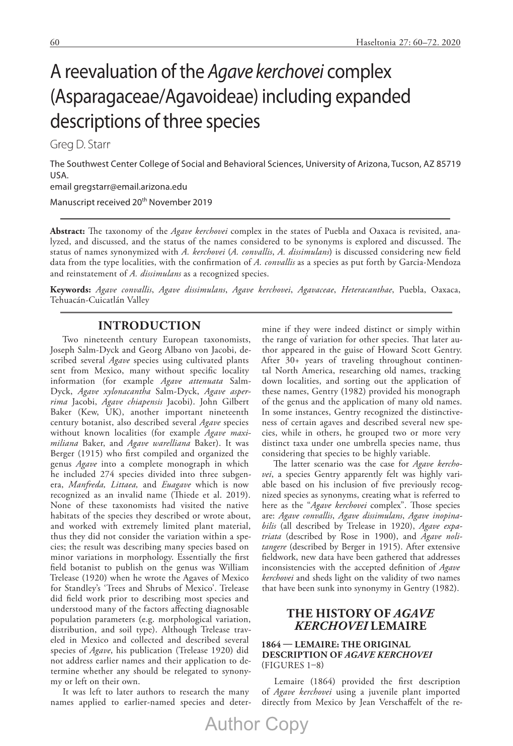 A Reevaluation of the Agave Kerchoveicomplex