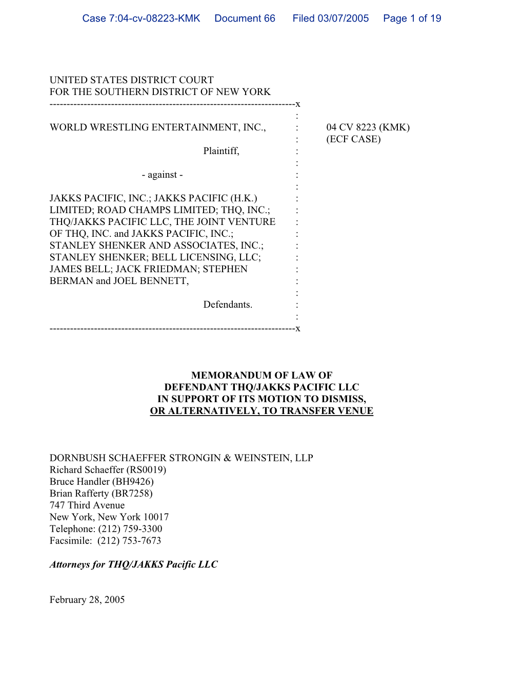 Case 7:04-Cv-08223-KMK Document 66 Filed 03/07/2005 Page 1 of 19