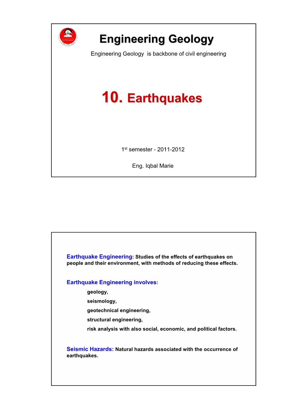 10. Earthquakes