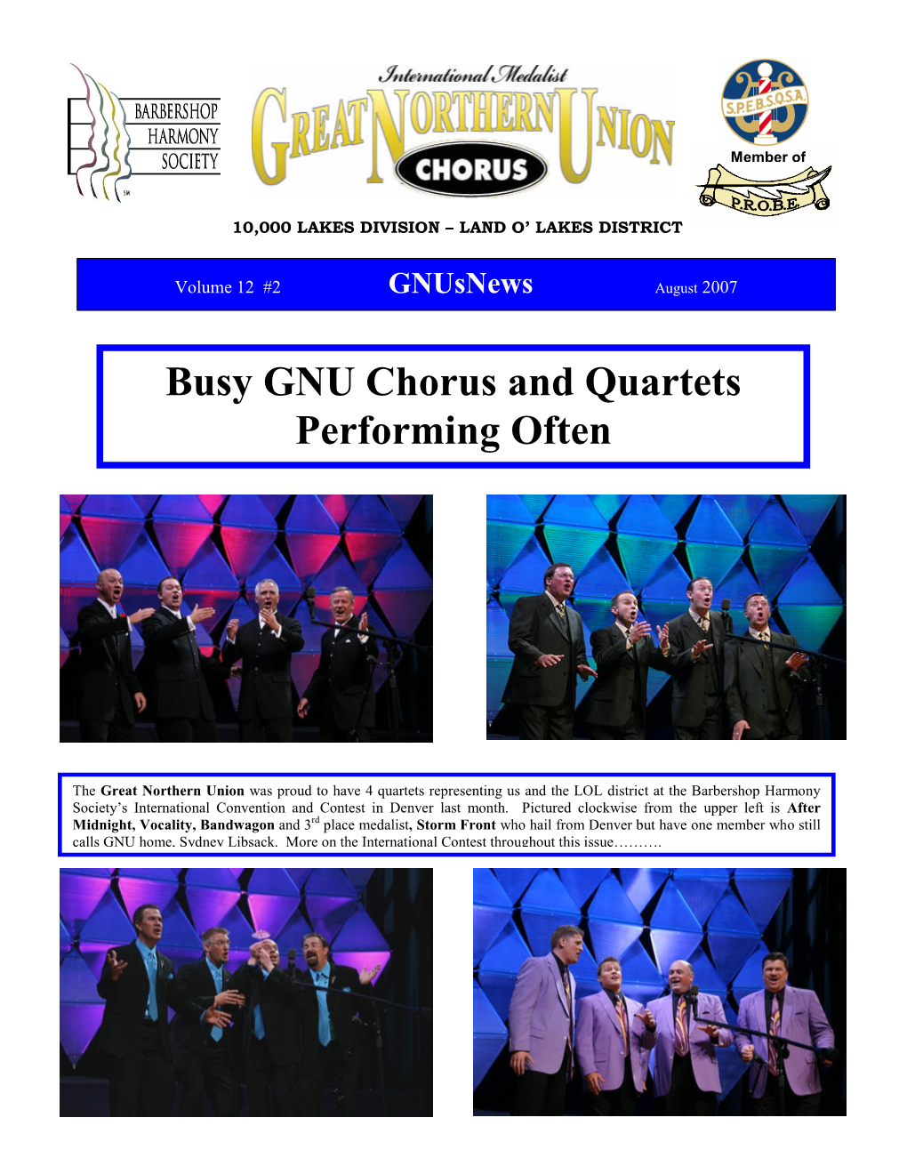 Busy GNU Chorus and Quartets Performing Often