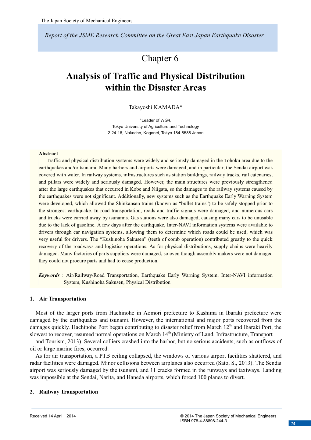Chapter 6 Analysis of Traffic and Physical Distribution Within The