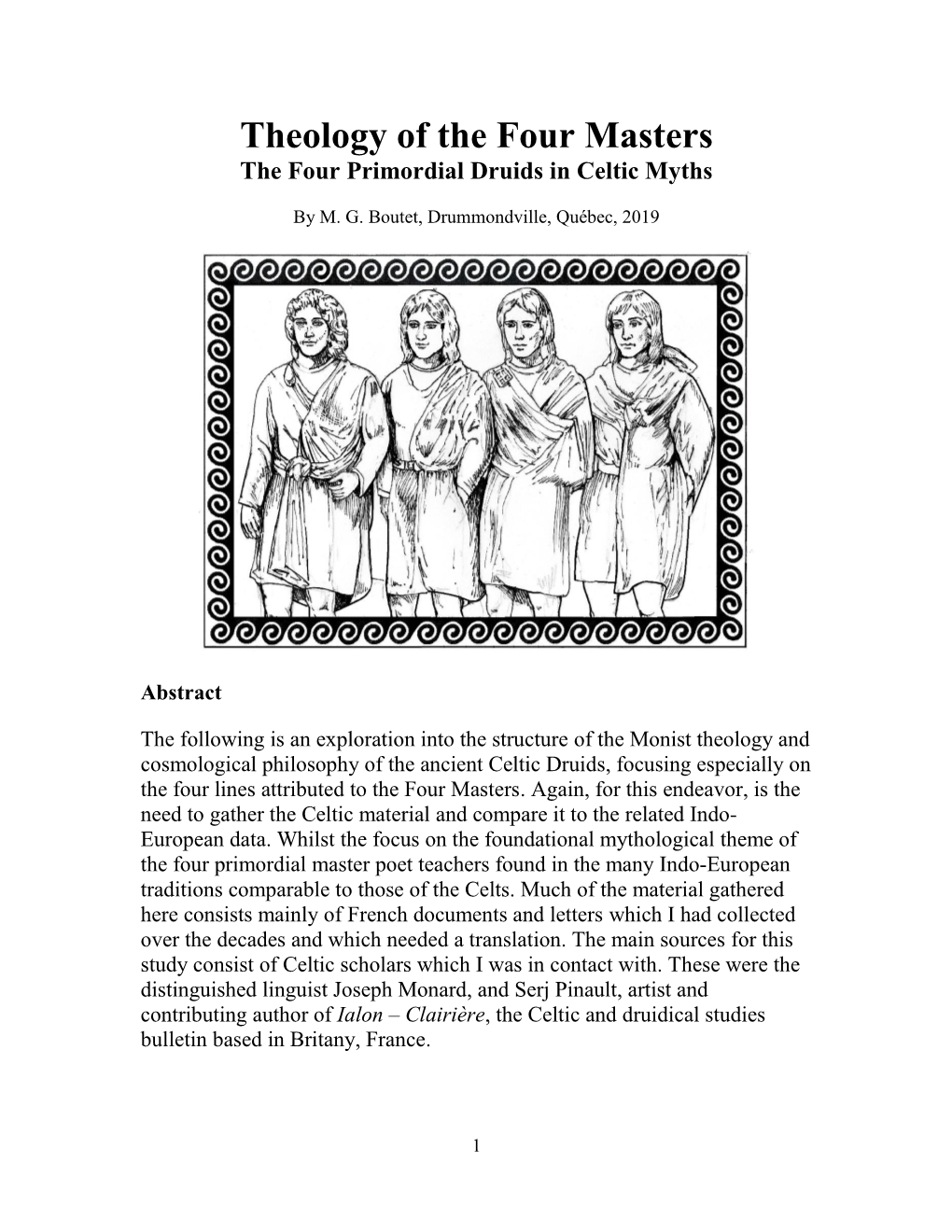 Theology of the Four Masters the Four Primordial Druids in Celtic Myths