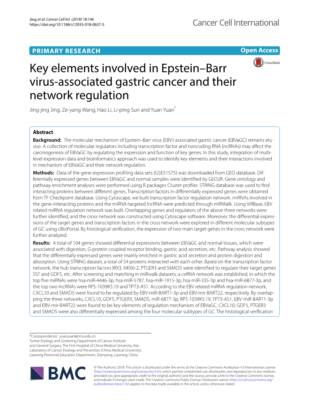 Key Elements Involved in Epstein–Barr Virus-Associated Gastric