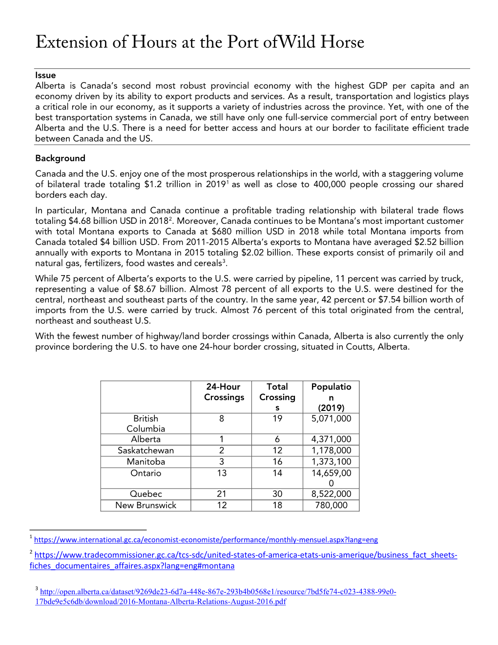 Extension of Hours at the Port of Wild Horse