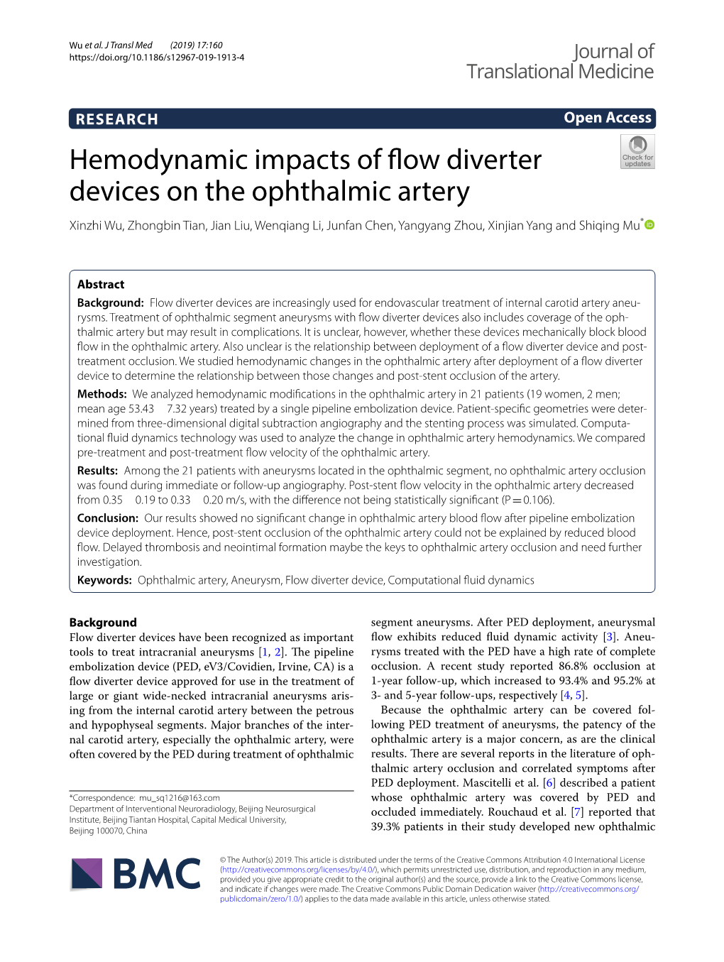 Hemodynamic Impacts of Flow Diverter Devices on the Ophthalmic Artery