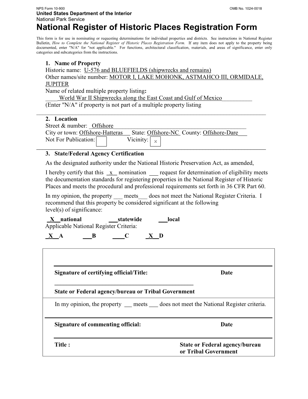 National Register of Historic Places Registration Form