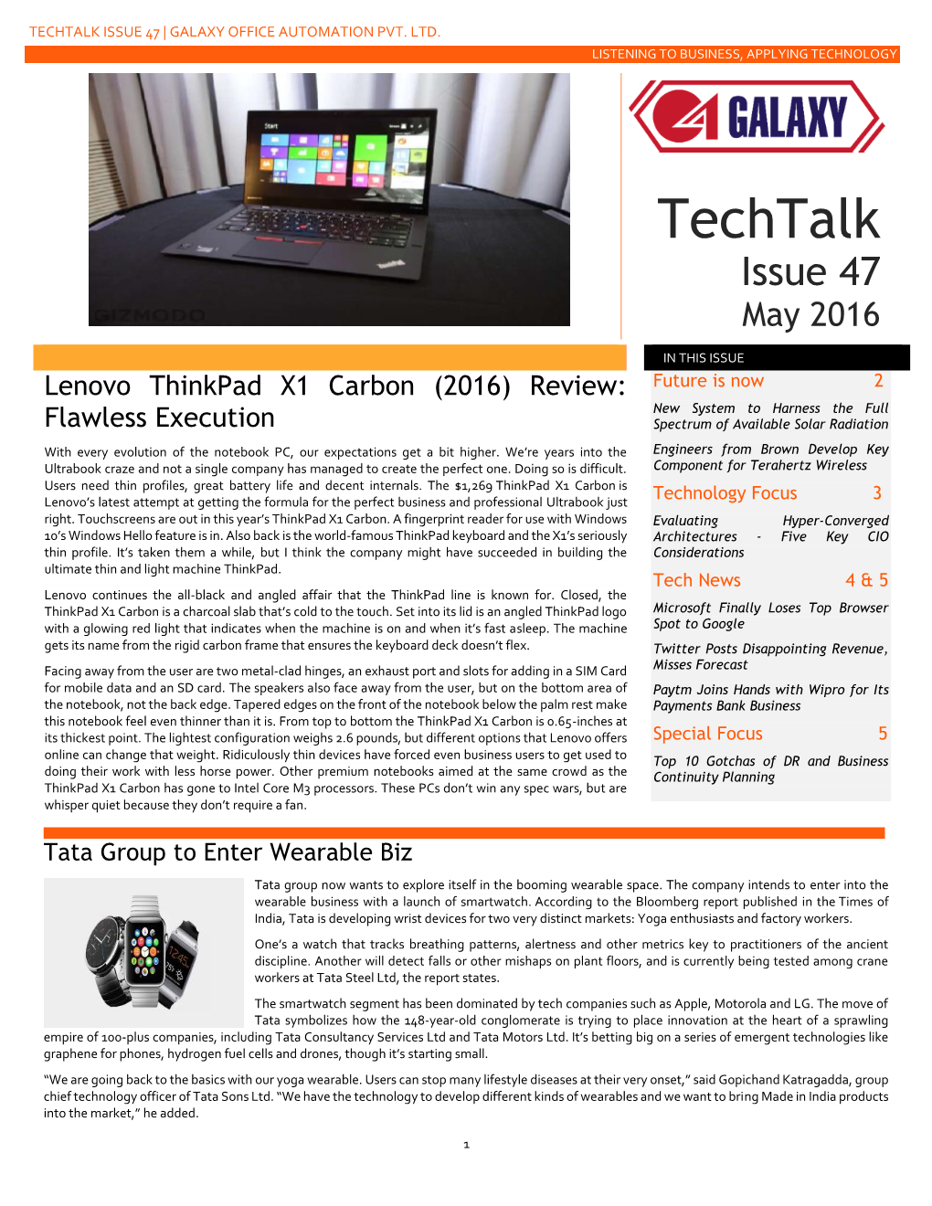 Techtalk Issue 47 | Galaxy Office Automation Pvt