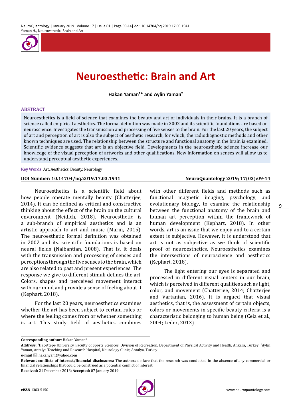 Neuroesthetic: Brain and Art