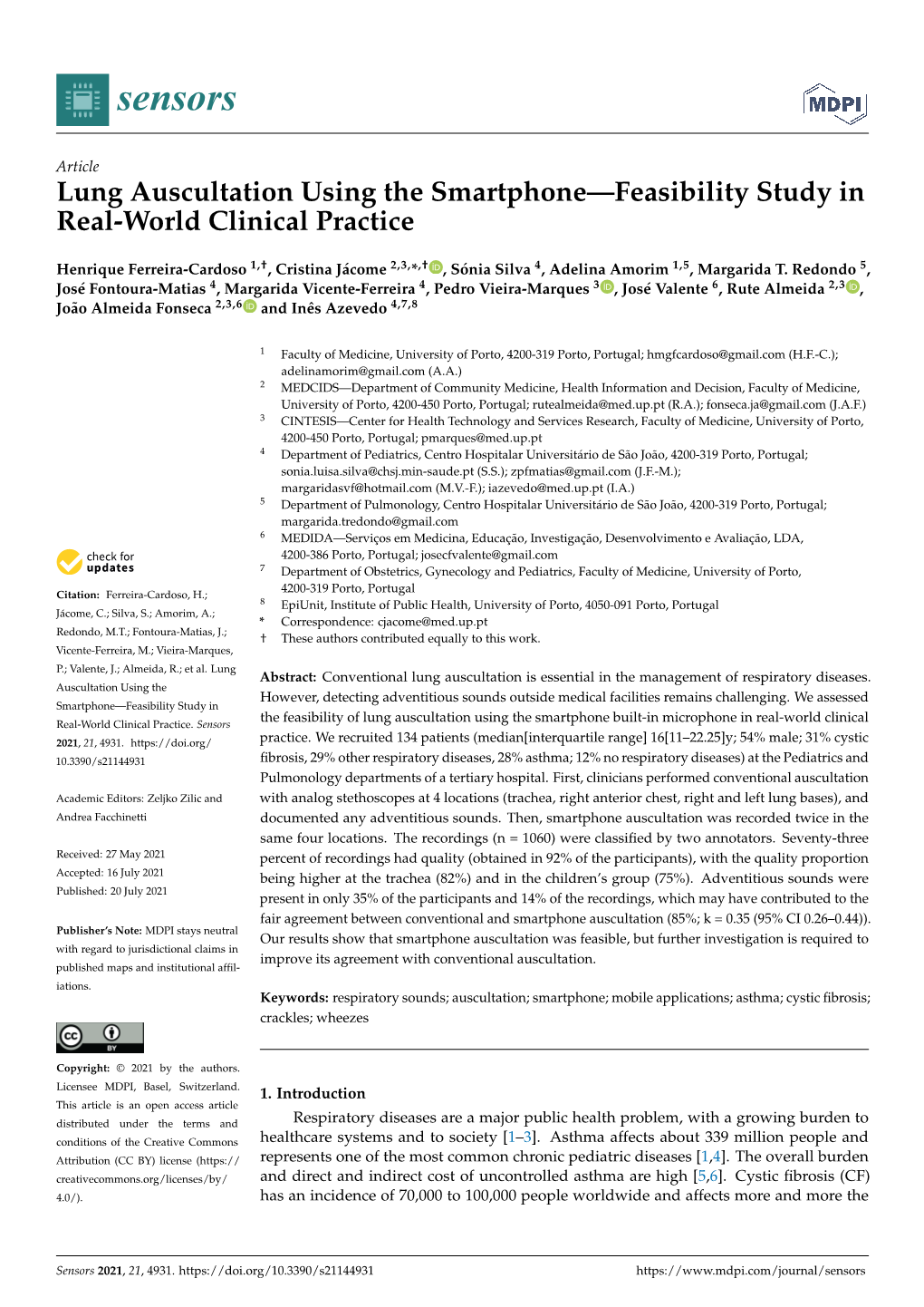 Lung Auscultation Using the Smartphone—Feasibility Study in Real-World Clinical Practice