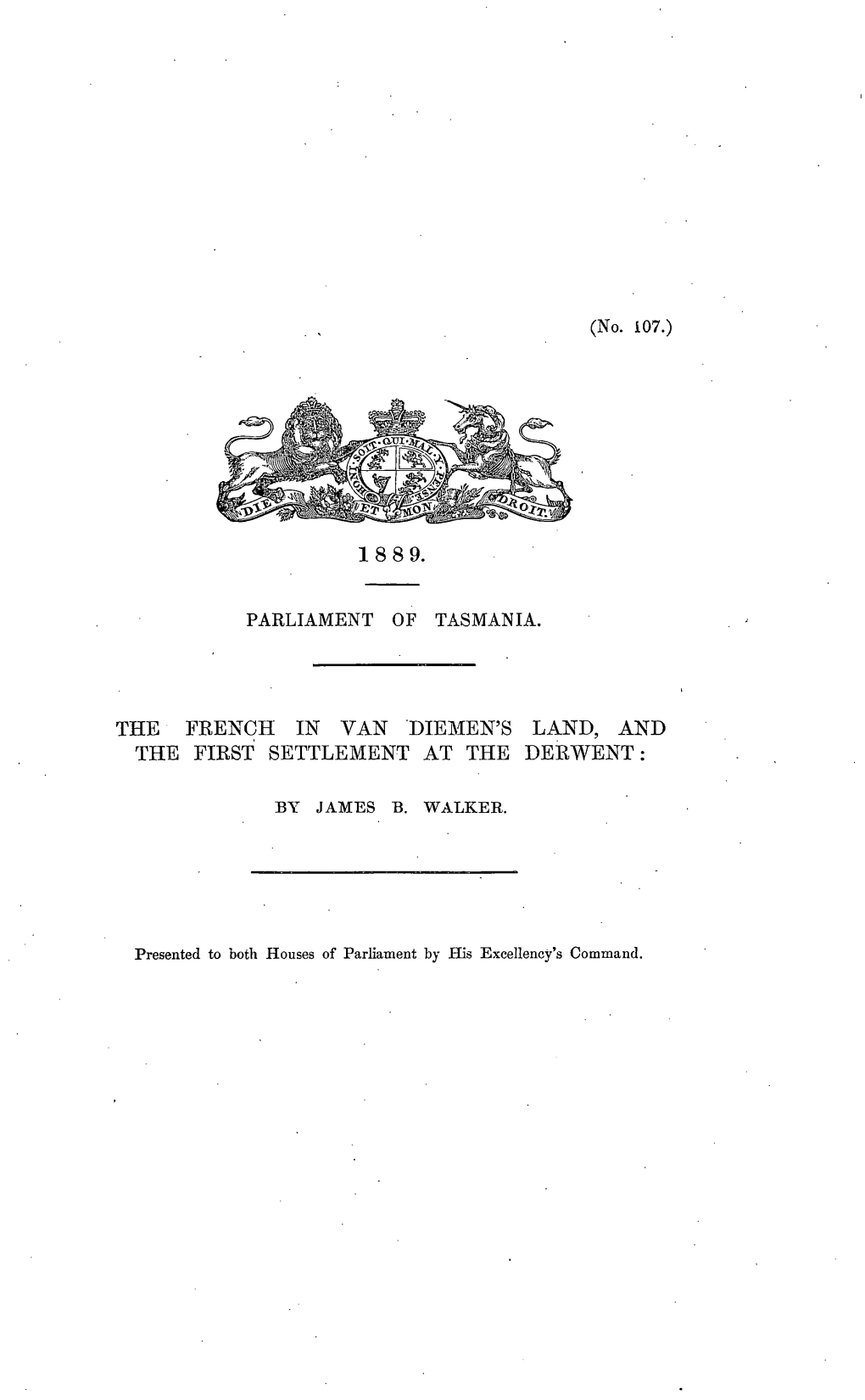 The French in Van Diemen's Land and the First Settlement at the Derwent