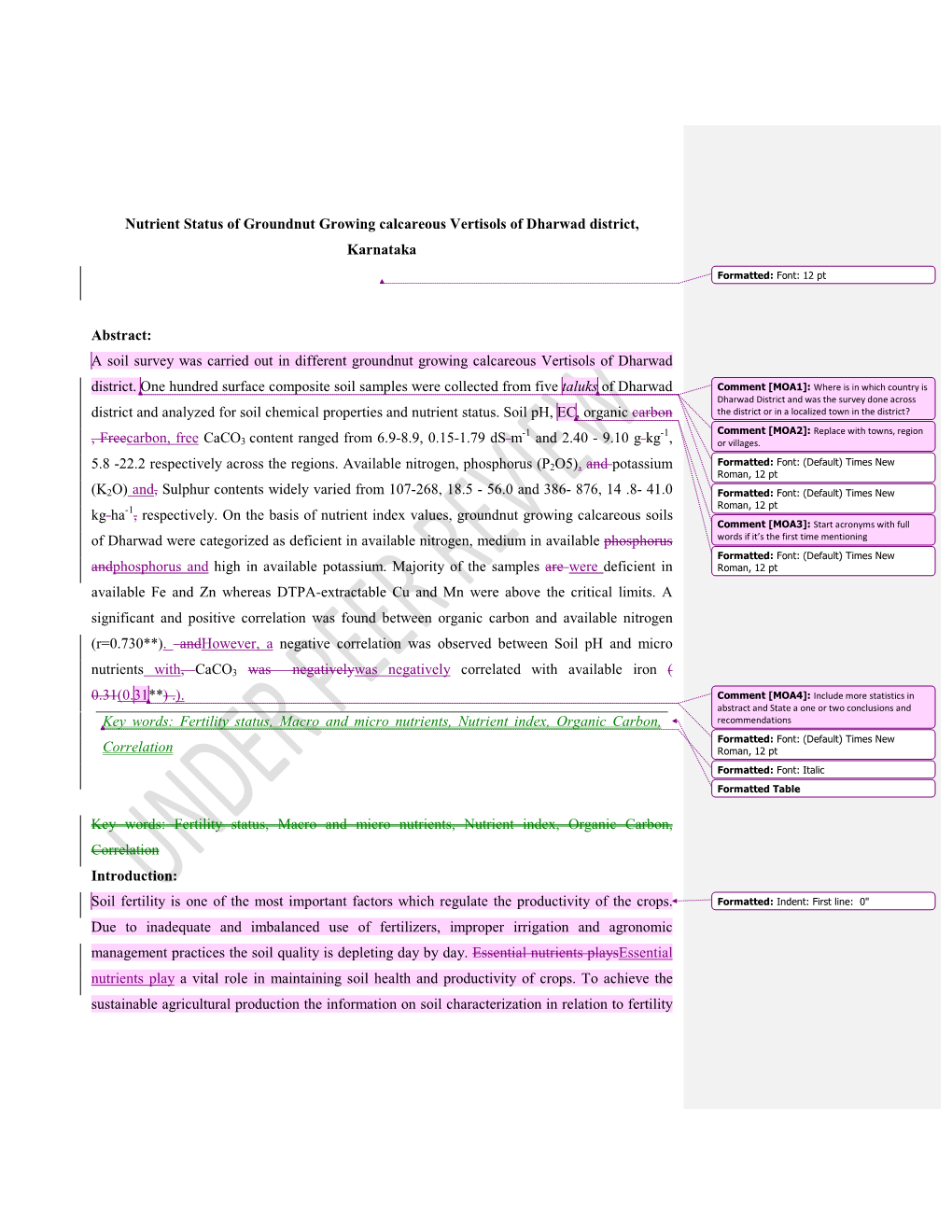 Nutrient Status of Groundnut Growing Calcareous Vertisols of Dharwad District, Karnataka