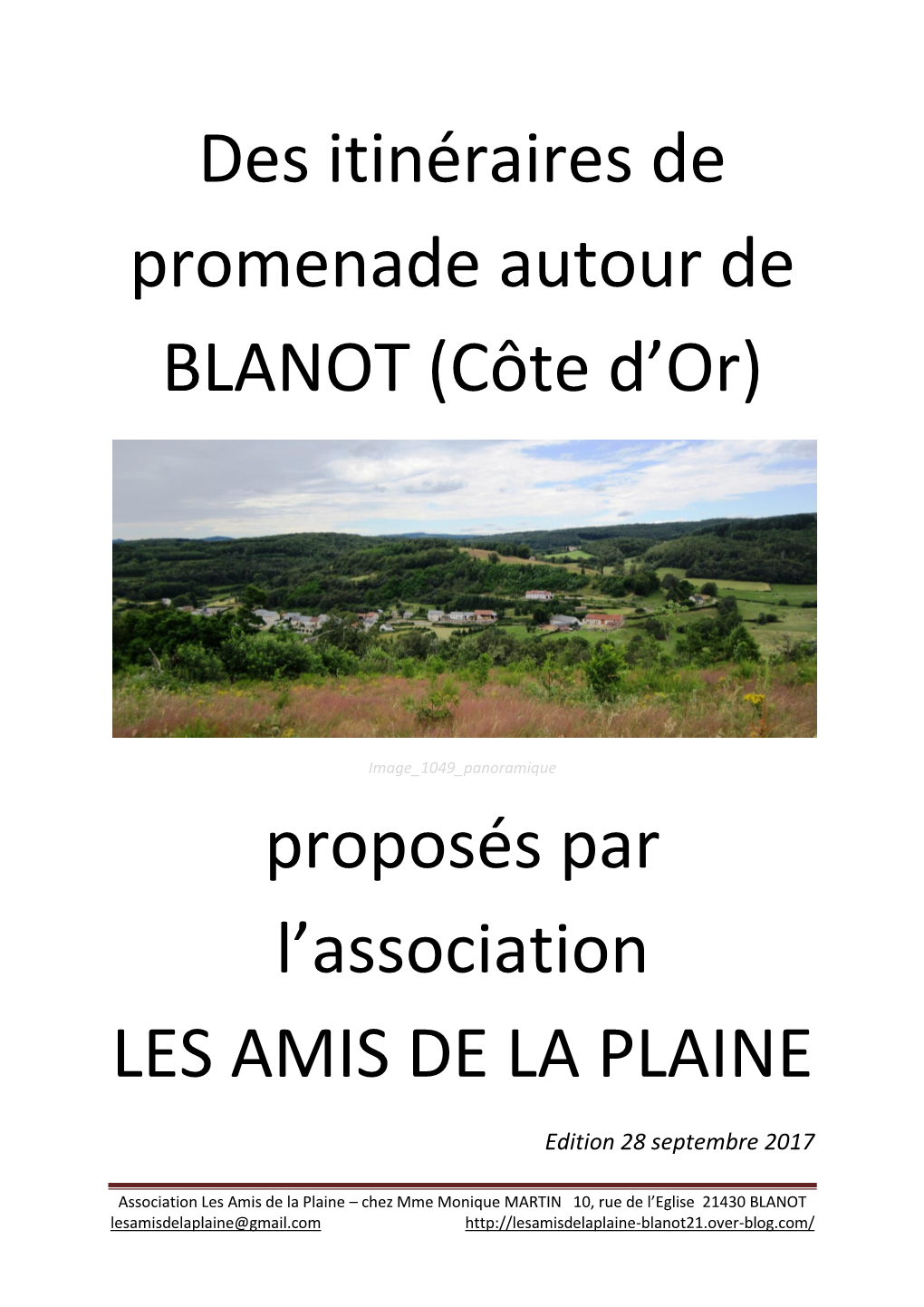 Des Itinéraires De Promenade Autour De BLANOT (Côte D'or)
