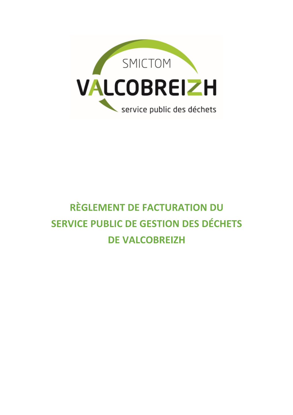 Règlement De Facturation Du Service Public De Gestion Des Déchets De