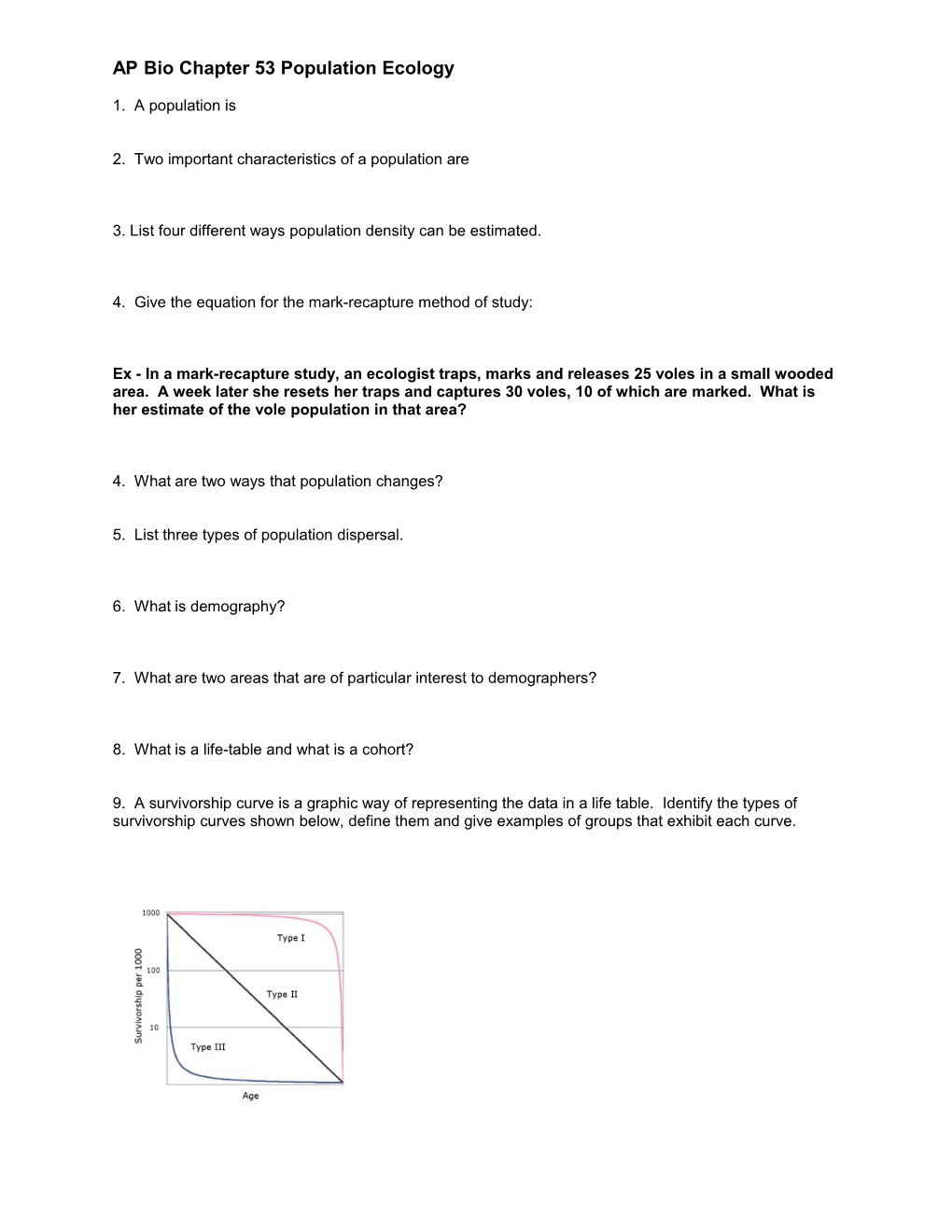 AP Bio Chapter 52 Population Ecology